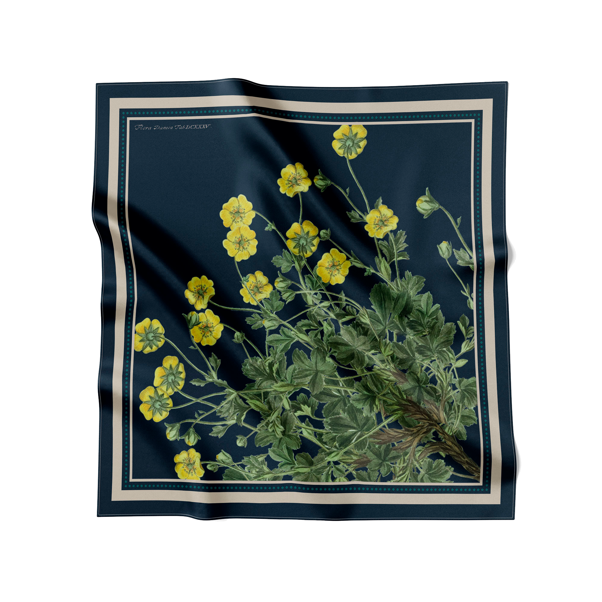 Flora Danica Denmark Blue Potentilla silketørklæde Small scarf Dark Blue