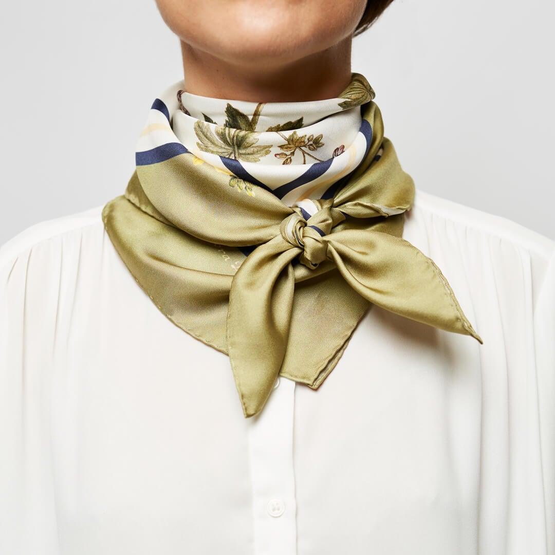 Flora Danica Denmark Green Flora silketørklæde Large scarf Green Flora