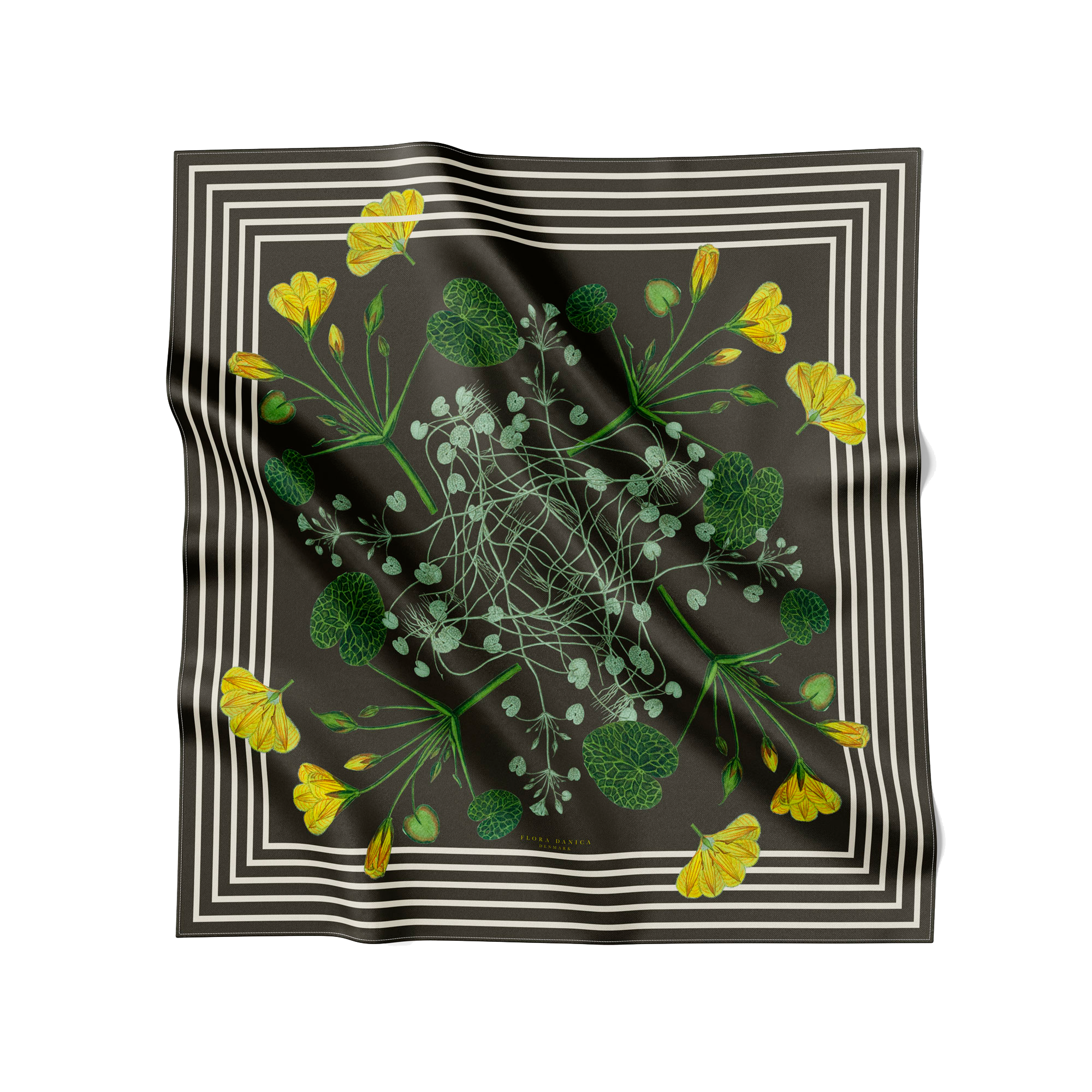 Flora Danica Denmark Green Striped Blossom silketørklæde Small scarf Green Striped Blossom