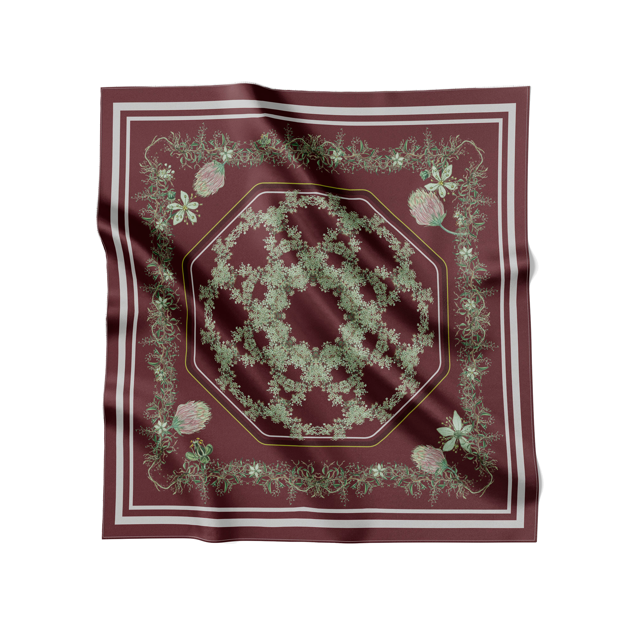 Flora Danica Denmark Ruby Meadowsweet 70 silketørklæde Medium Dobbeltsided scarf Ruby Burgundy
