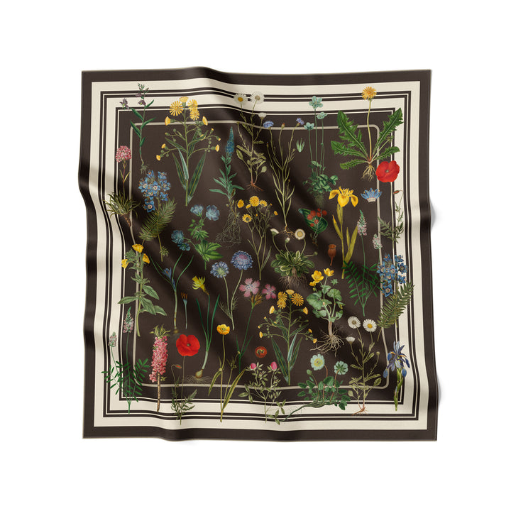 Flora Danica Denmark Brown Flower Field scarf Small scarf Brown Flower Field