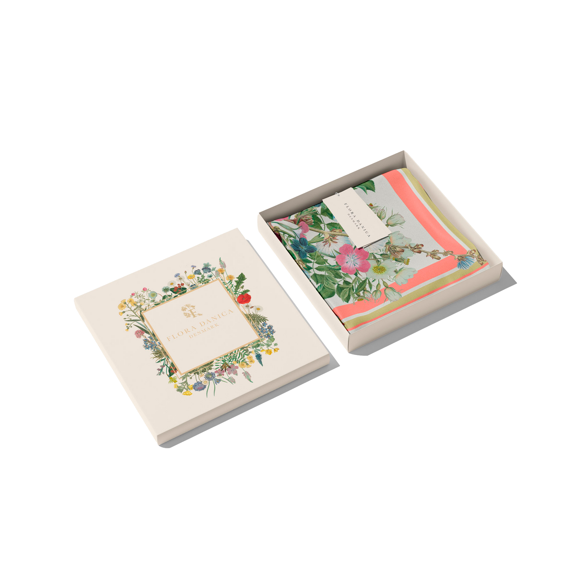 Flora Danica Denmark Coral Botanica 53 silketørklæde Small scarf Coral Botanica scarf
