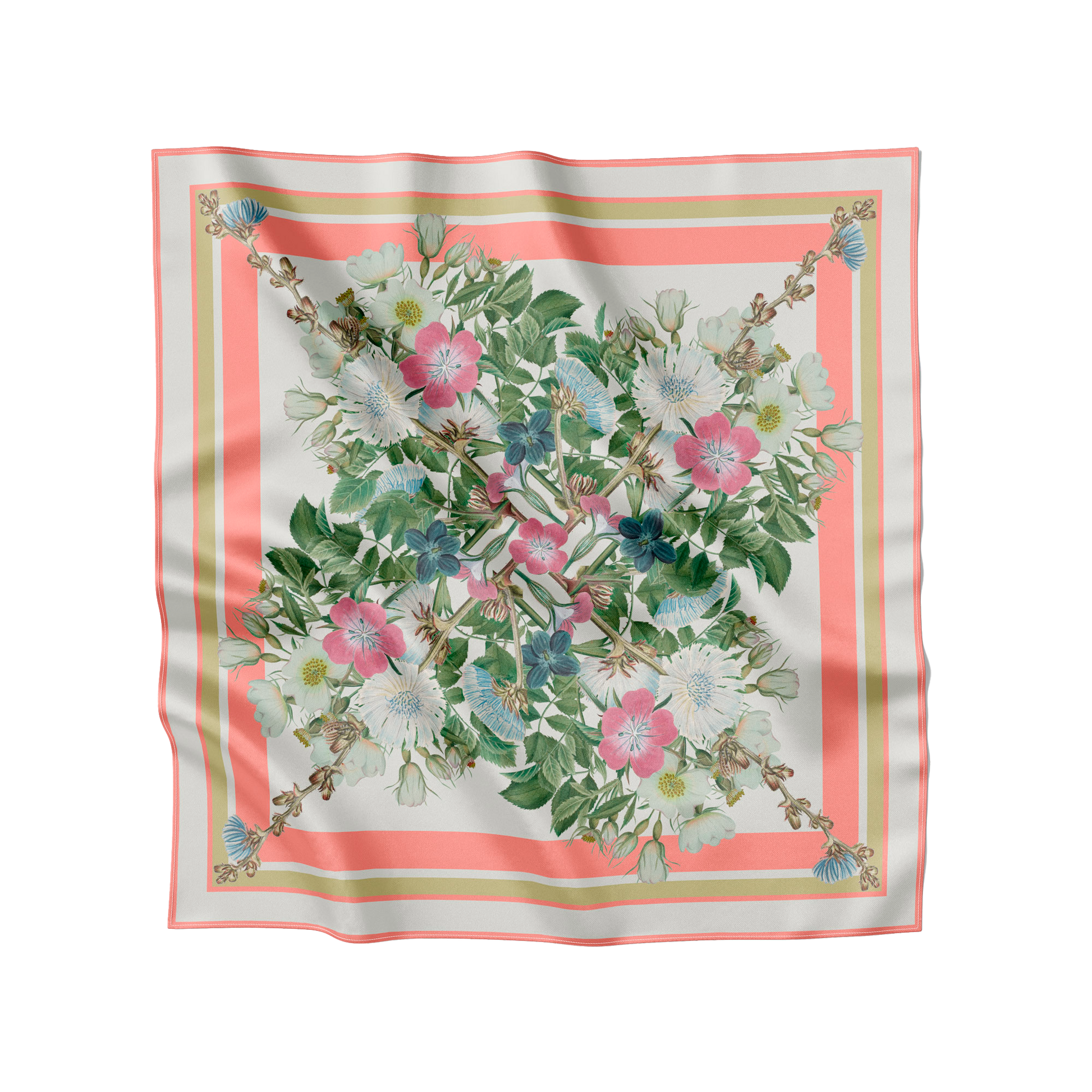 Flora Danica Denmark Coral Botanica 70 silketørklæde Medium Dobbeltsided scarf Coral Botanica scarf