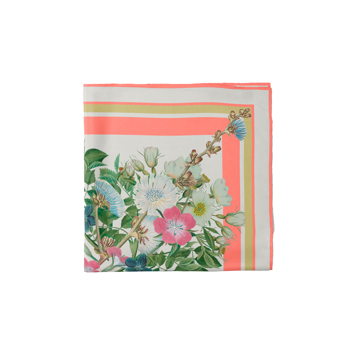 Flora Danica Denmark Coral Botanica 70 silketørklæde Medium Dobbeltsided scarf Coral Botanica scarf