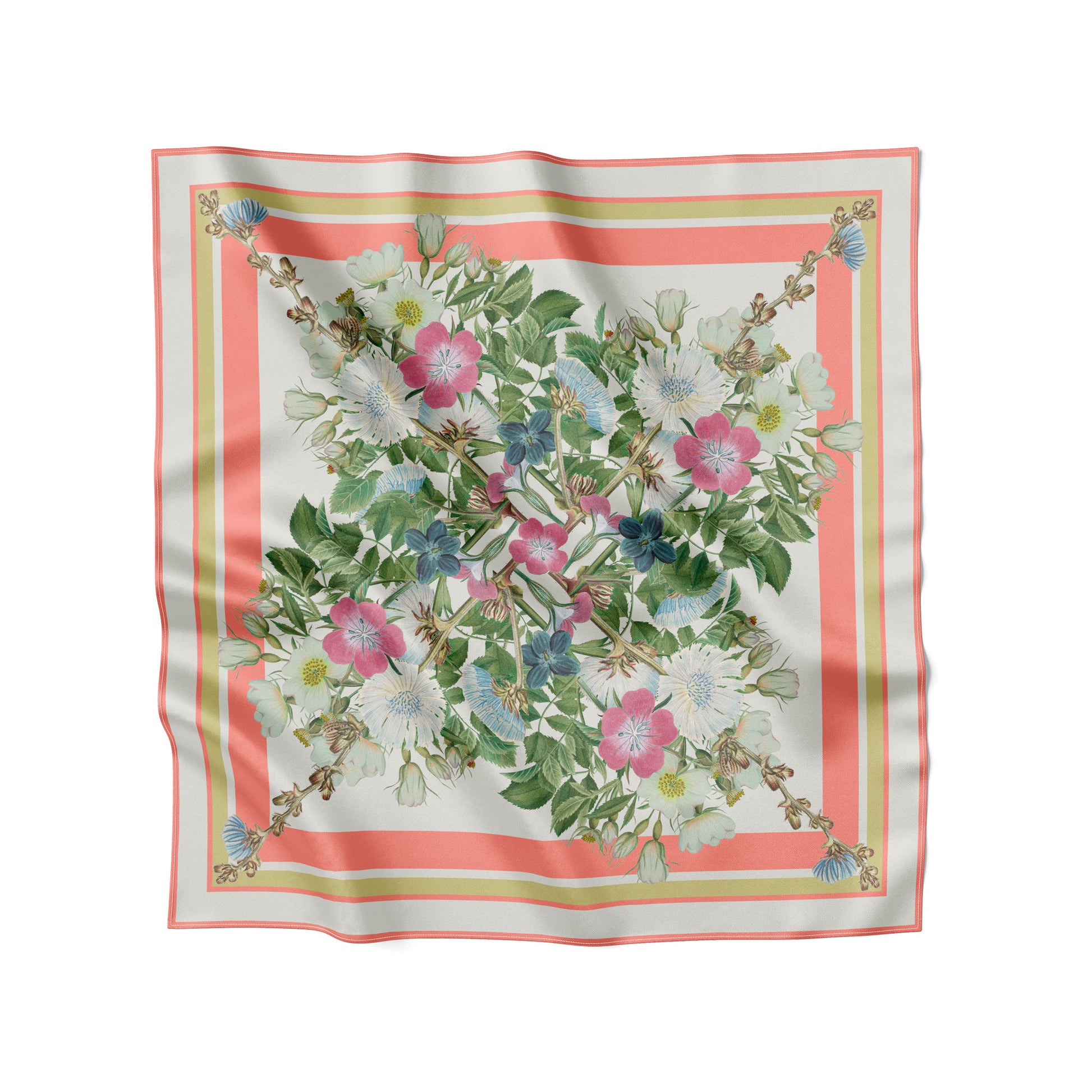 Flora Danica Denmark Coral Botanica 70 silketørklæde Medium Dobbeltsided scarf