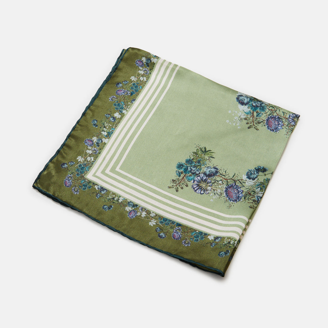 Flora Danica Denmark Flowering Green F silketørklæde Small scarf Flowering Green F