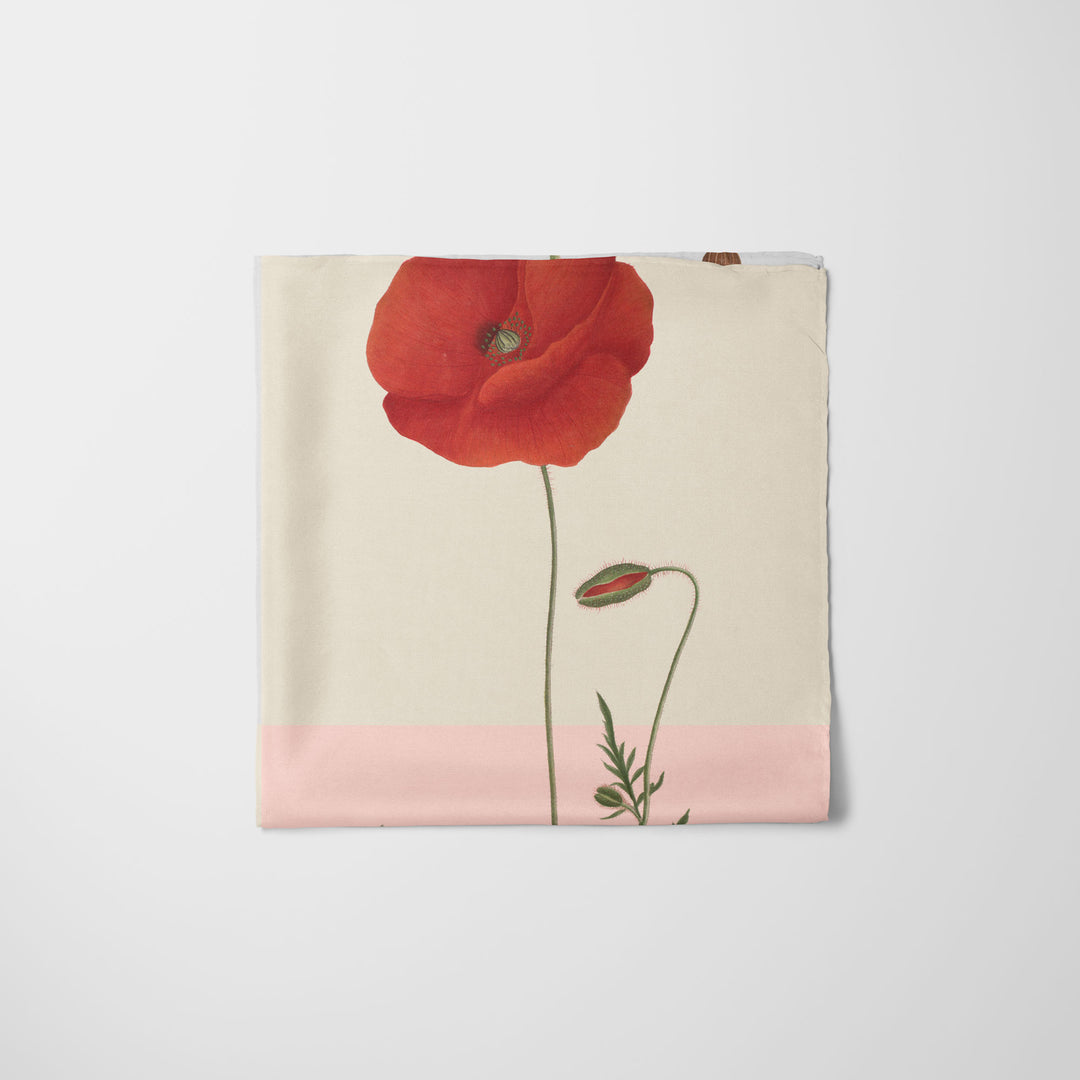 Flora Danica Denmark Four Square Poppy silketørklæde Large scarf Four Square Poppy