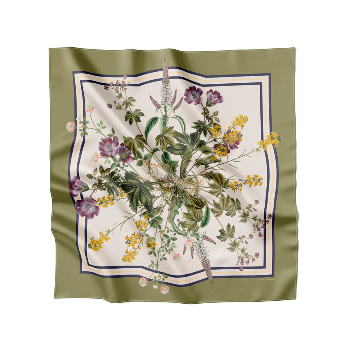 Flora Danica Denmark Green Double Flora 70 silketørklæde Medium Dobbeltsided scarf Green Flora