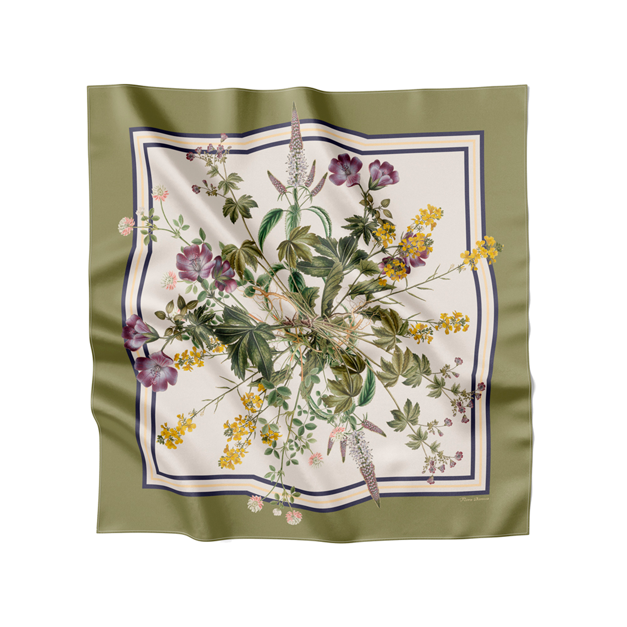 Flora Danica Denmark Green Flora silketørklæde Large scarf Green Flora