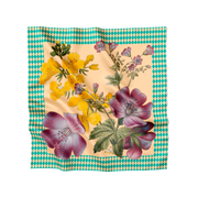 Flora Danica Denmark Harlequin Flower silketørklæde Small scarf Harlequin Flower turquoise/Yellow