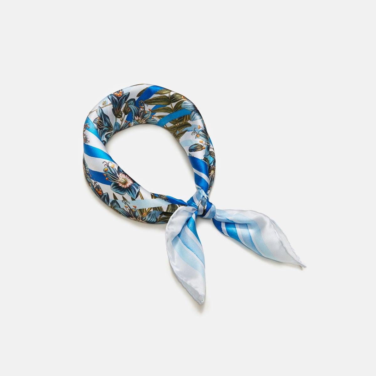 Flora Danica Denmark Royal Blue Striped silketørklæde Small scarf Royal Blue Striped