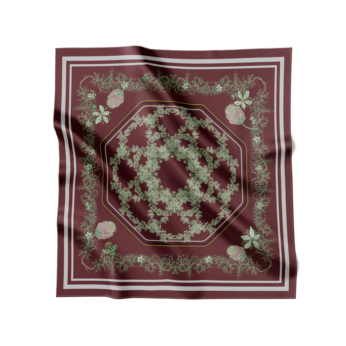 Flora Danica Denmark Ruby Meadowsweet 70 silketørklæde Medium Dobbeltsided scarf Ruby Burgundy