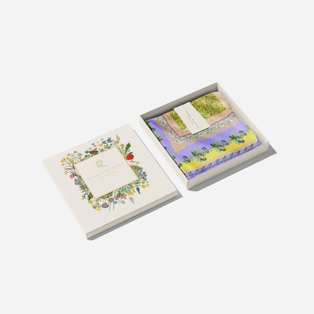 Flora Danica Denmark Sherbert Garden silketørklæde 70 Medium scarf Sherbert Garden scarf Yellow/purple