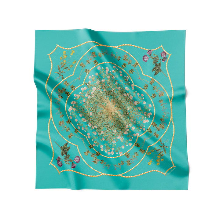 Flora Danica Denmark Turquoise Flower Feeling silketørklæde Small scarf Turquoise Flower Feeling