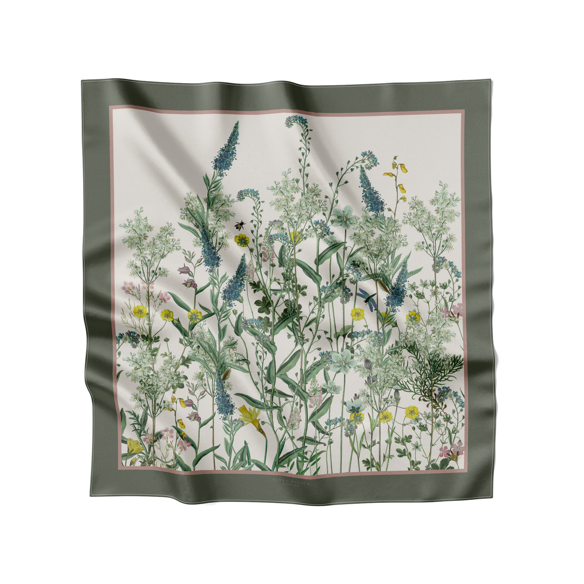 Flora Danica Denmark Wild Bloom 70 silketørklæde Medium Dobbeltsided scarf Wild-Bloom Green