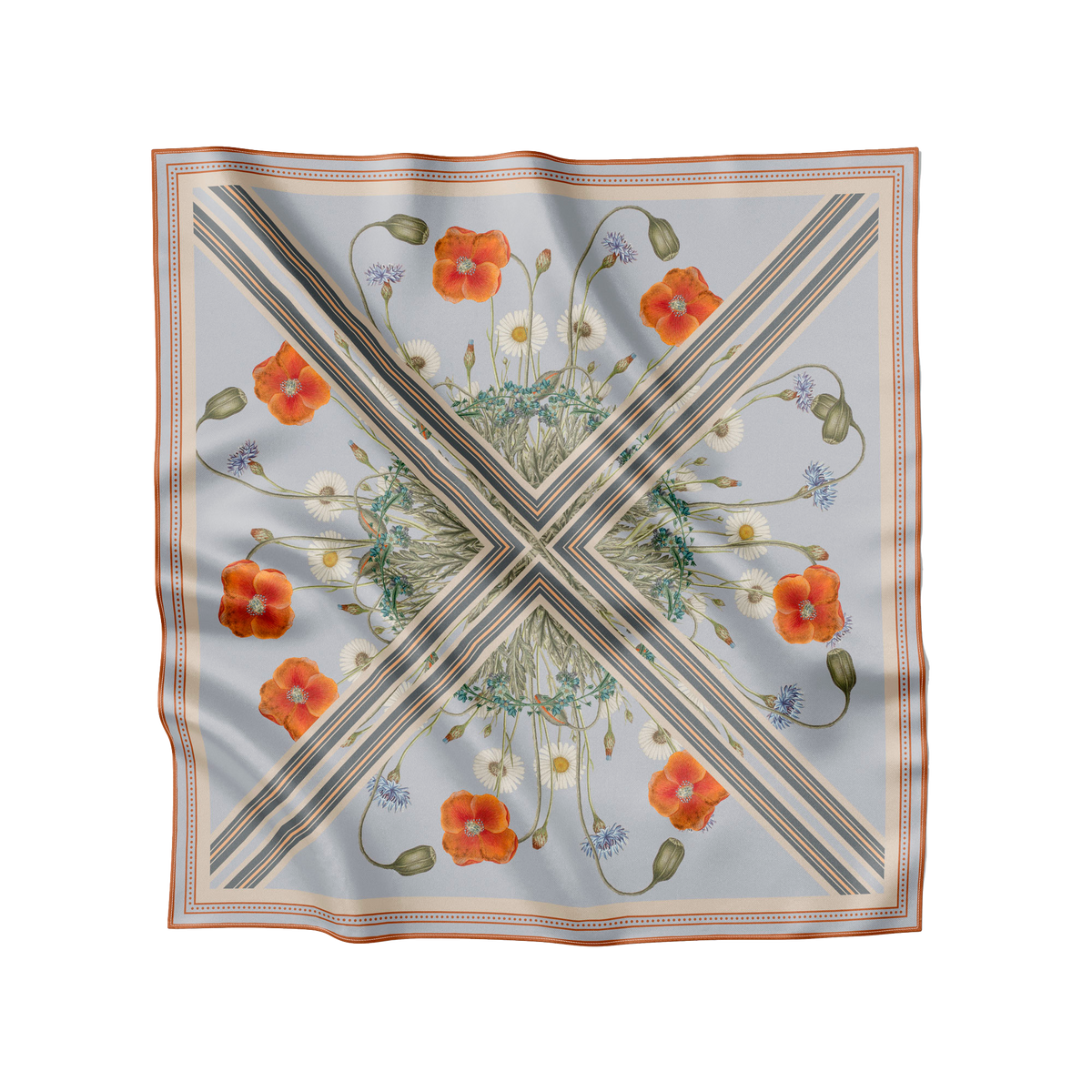 Flora Danica Denmark Wildframe 53 silketørklæde Small scarf Blue Mist