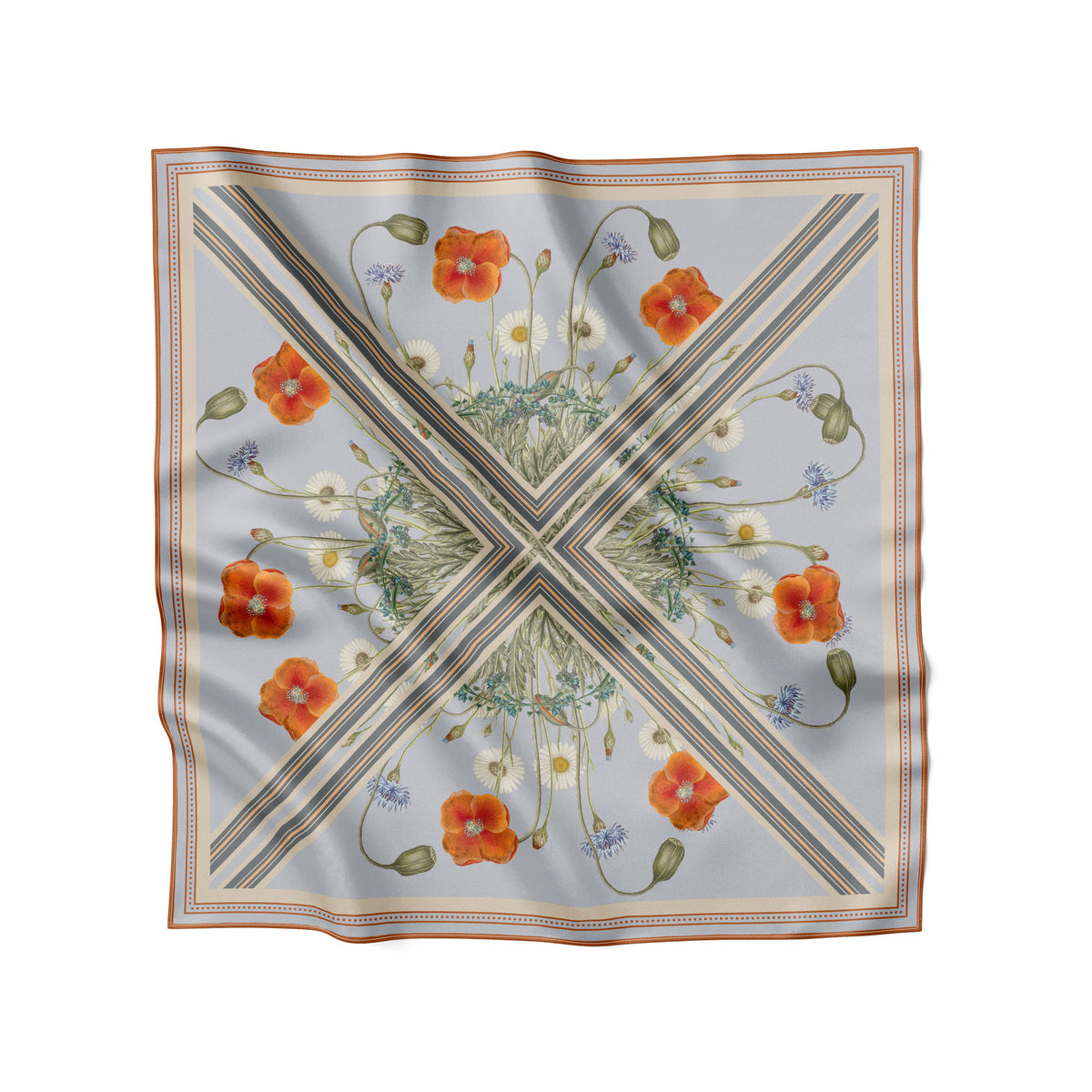 Flora Danica Denmark Wildframe 70 silketørklæde Medium Dobbeltsided scarf Blue Mist